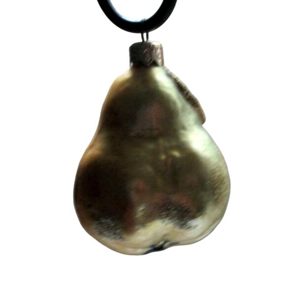 Vintage Pear-Shaped Poland Glass Christmas Ornament Bauble - Picture 4 of 6